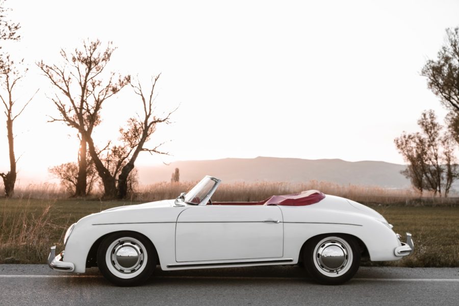 a white convertible car