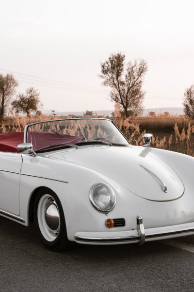 a white car parked on a road