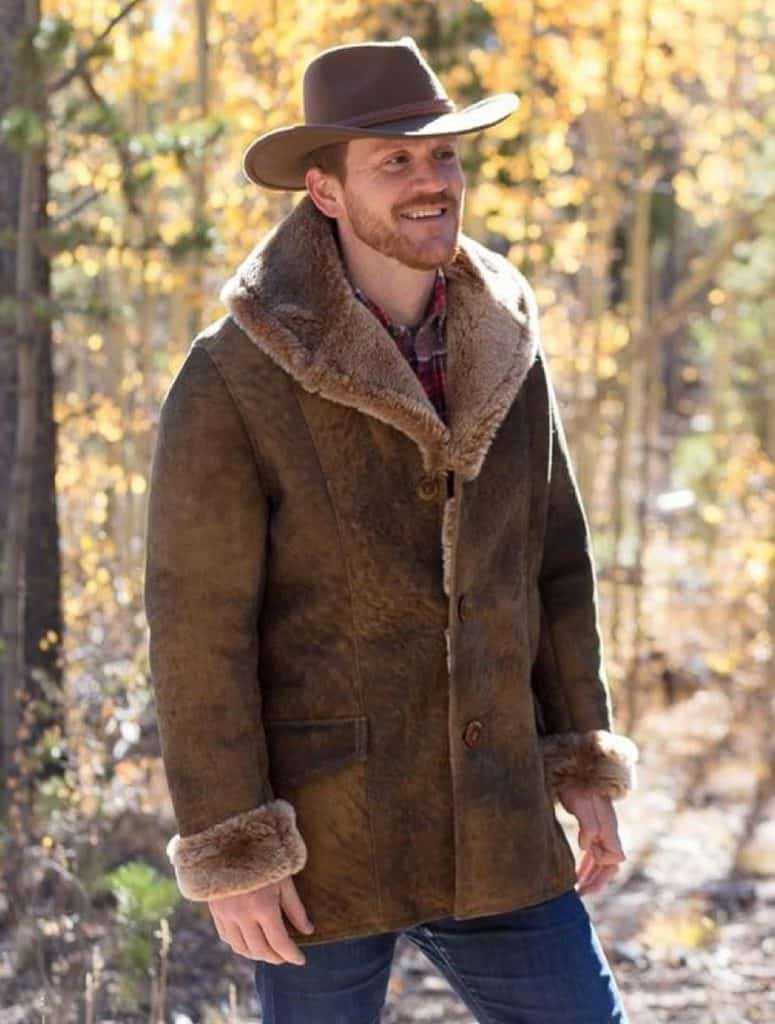 Mens sheepskin shearling outlet coat