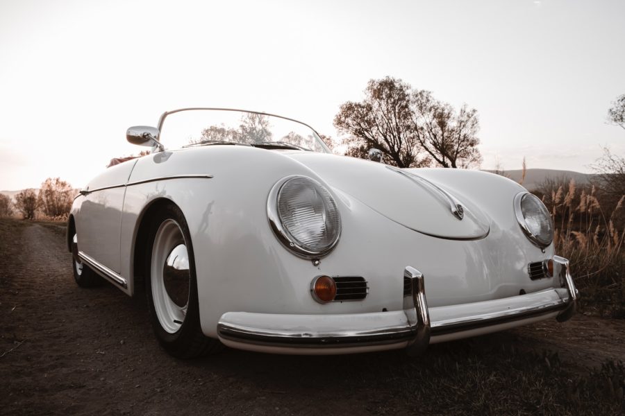 a white car parked on a road