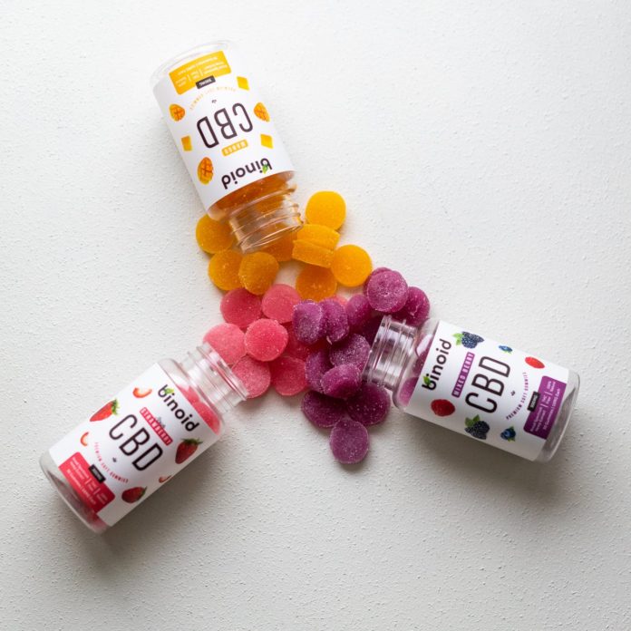 cbd gummies on plastic containers